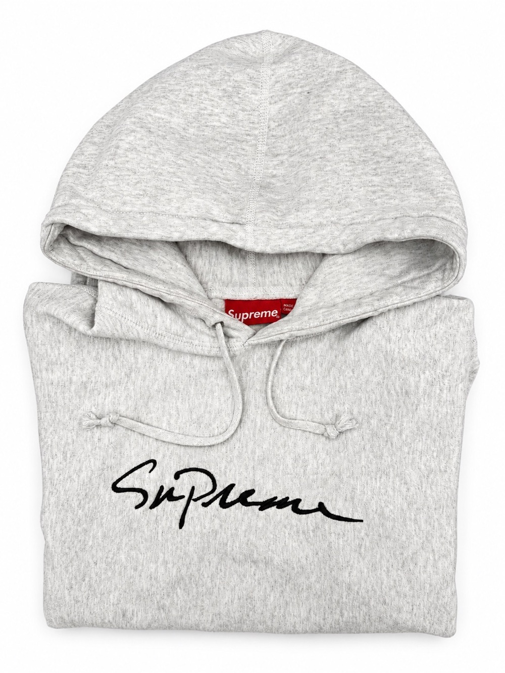 FW18 Supreme Classic Script Ash Grey Hooded Sweatshirt